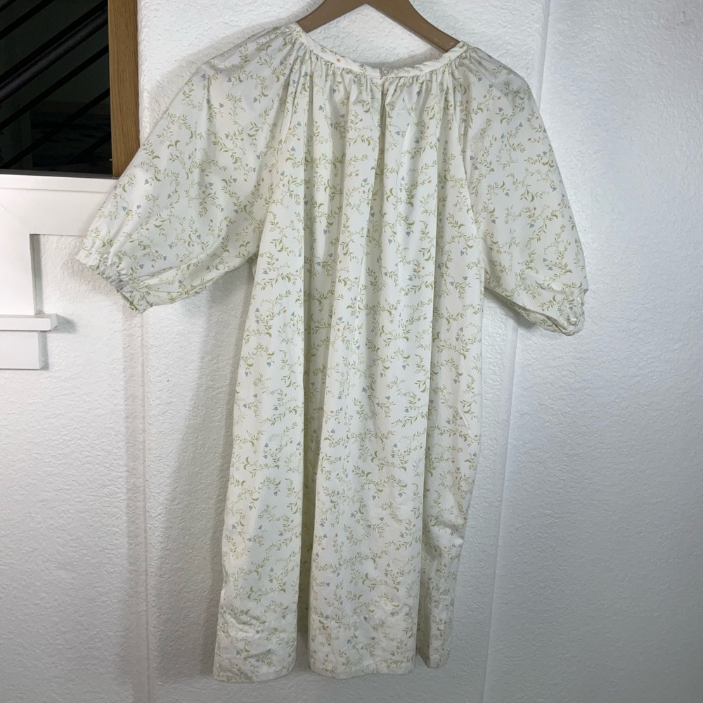Cream Floral Puff-Sleeve Mini Dress - Picture 8 of 9